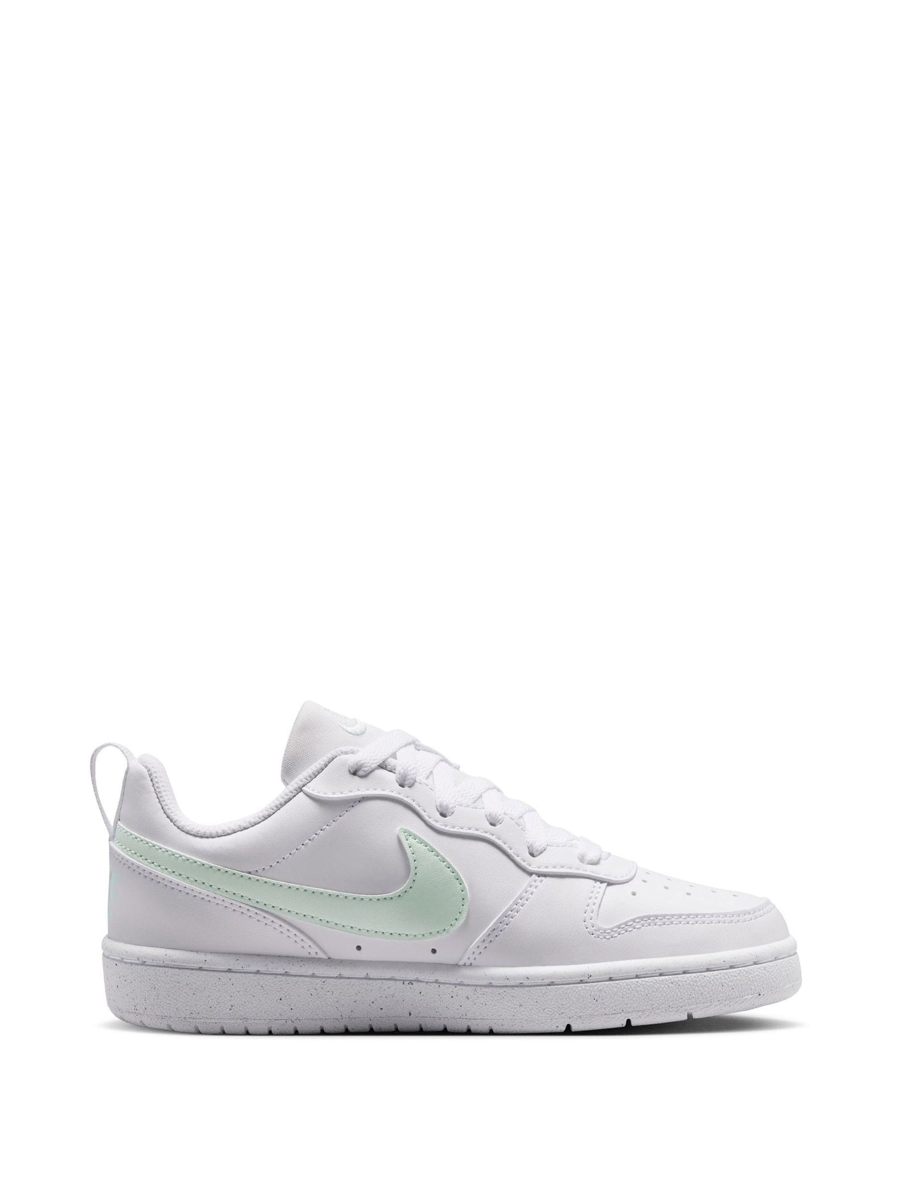 Nike White/Green Youth Court Borough Low Recraft Trainers image 3