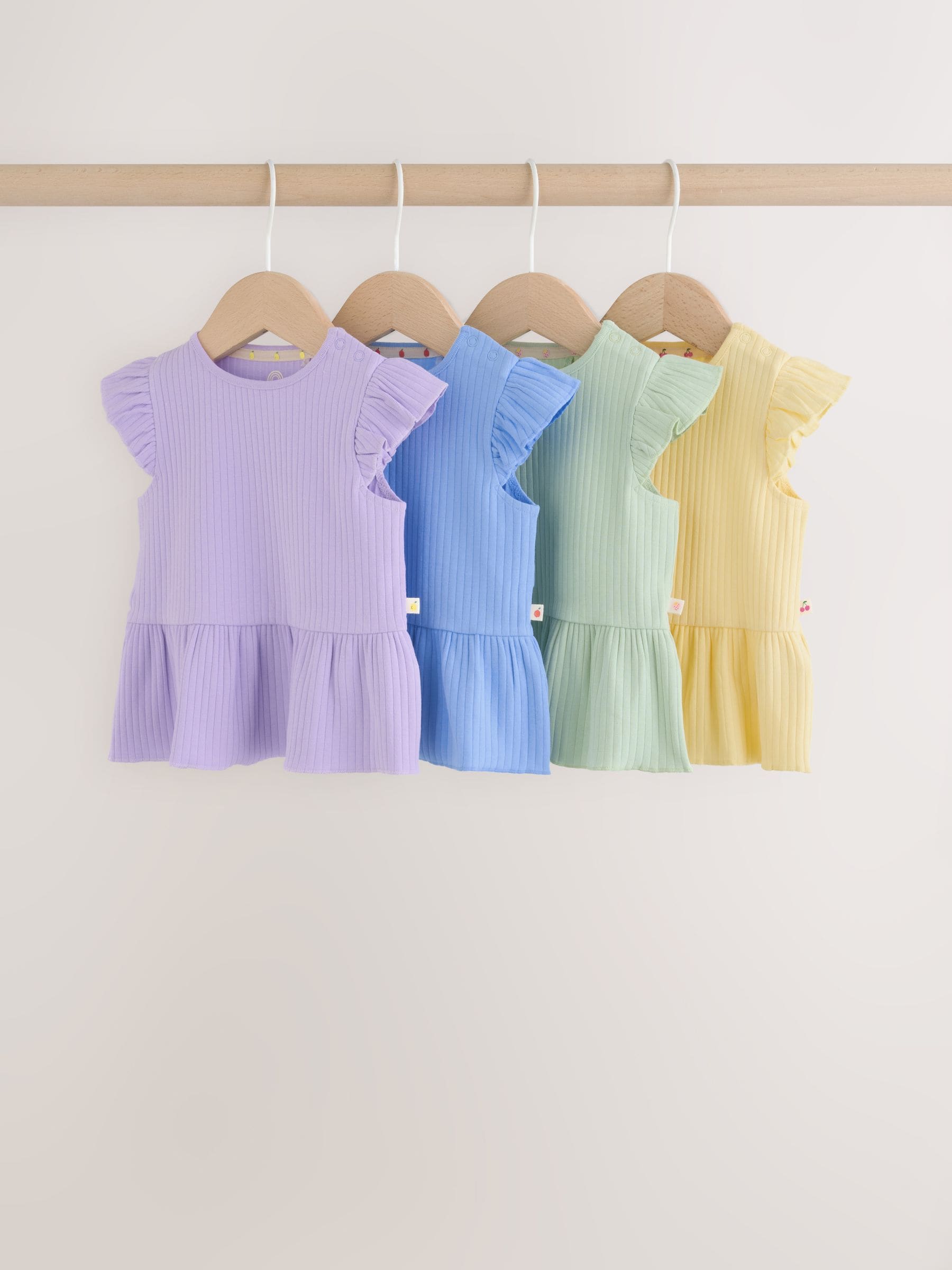 Multi Baby Short Sleeve Peplum T-Shirts 4 Pack (0mths-2yrs) image 1