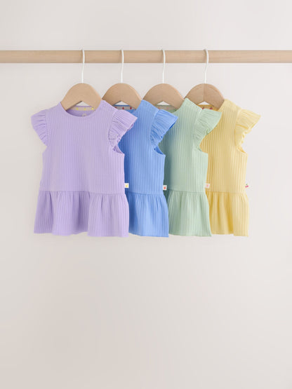 Multi Baby Short Sleeve Peplum T-Shirts 4 Pack (0mths-2yrs) image 1