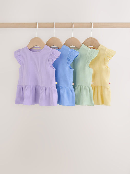 Multi Baby Short Sleeve Peplum T-Shirts 4 Pack (0mths-2yrs) image 1