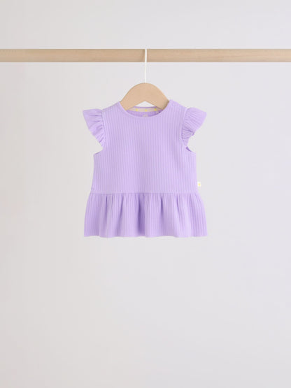 Multi Baby Short Sleeve Peplum T-Shirts 4 Pack (0mths-2yrs) image 4