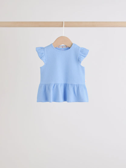 Multi Baby Short Sleeve Peplum T-Shirts 4 Pack (0mths-2yrs) image 5