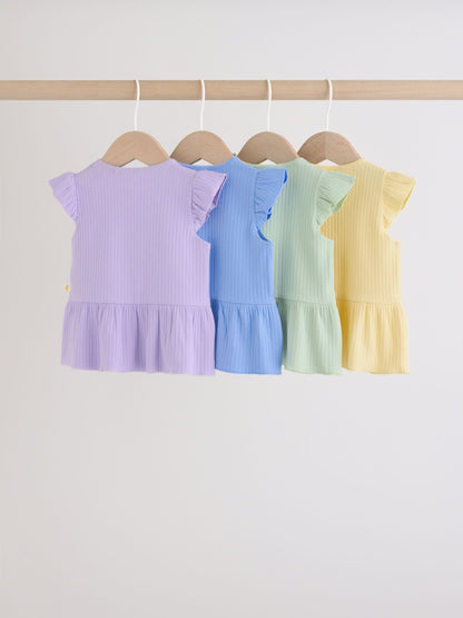 Multi Baby Short Sleeve Peplum T-Shirts 4 Pack (0mths-2yrs) image 8