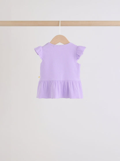 Multi Baby Short Sleeve Peplum T-Shirts 4 Pack (0mths-2yrs) image 7