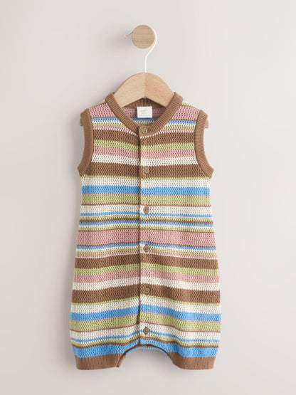 Brown Stripe Knitted Baby Romper (0mths-3yrs) image 1