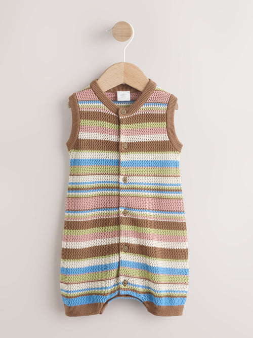 Brown Stripe Knitted Baby Romper (0mths-3yrs) image 1