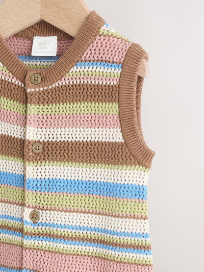 Brown Stripe Knitted Baby Romper (0mths-3yrs) image 3