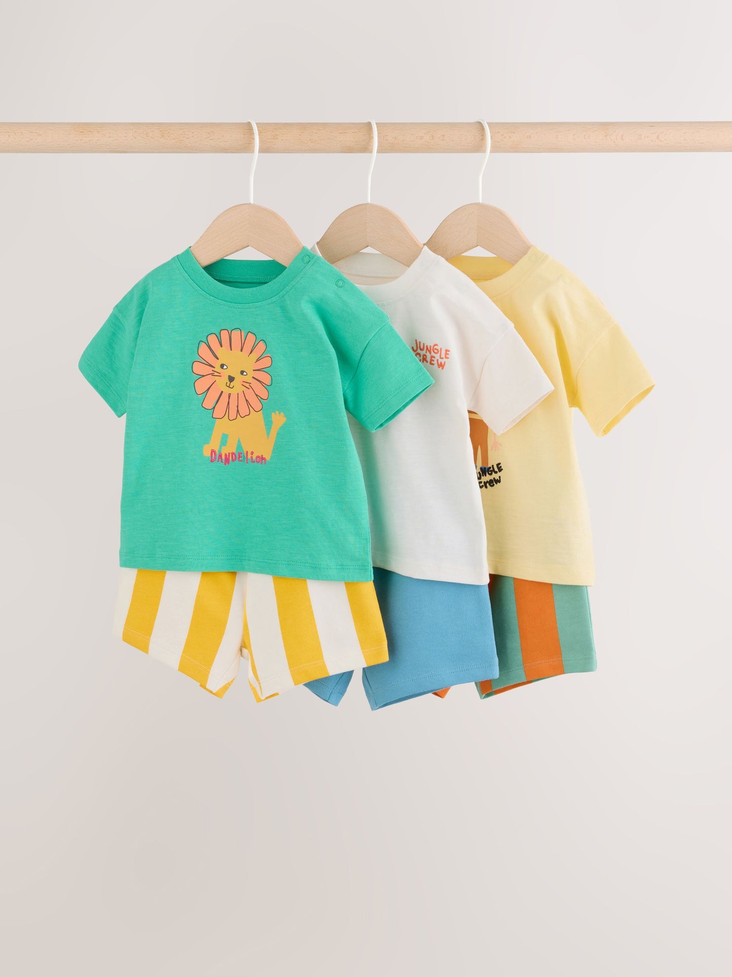 Green/Yellow Safari Animal Tops and Shorts Baby Set 6 Piece (0mths-3yrs) image 1