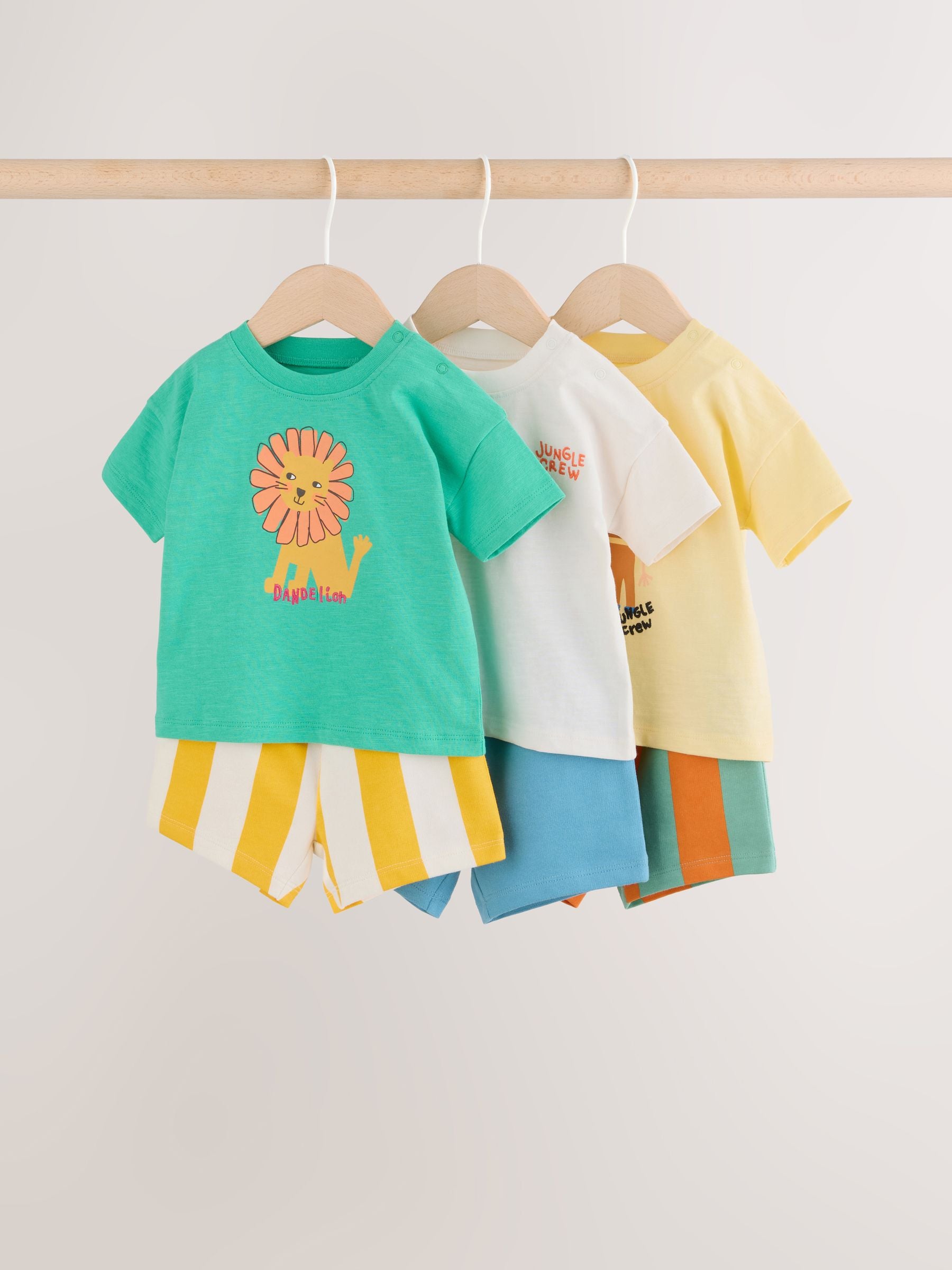 Green/Yellow Safari Animal Tops and Shorts Baby Set 6 Piece (0mths-3yrs) image 1