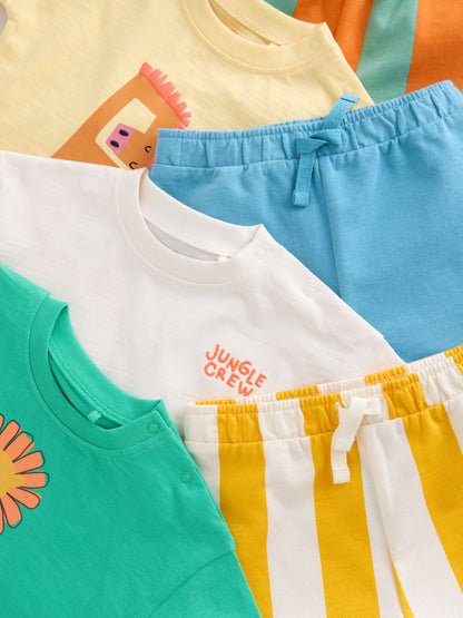 Green/Yellow Safari Animal Tops and Shorts Baby Set 6 Piece (0mths-3yrs) image 5