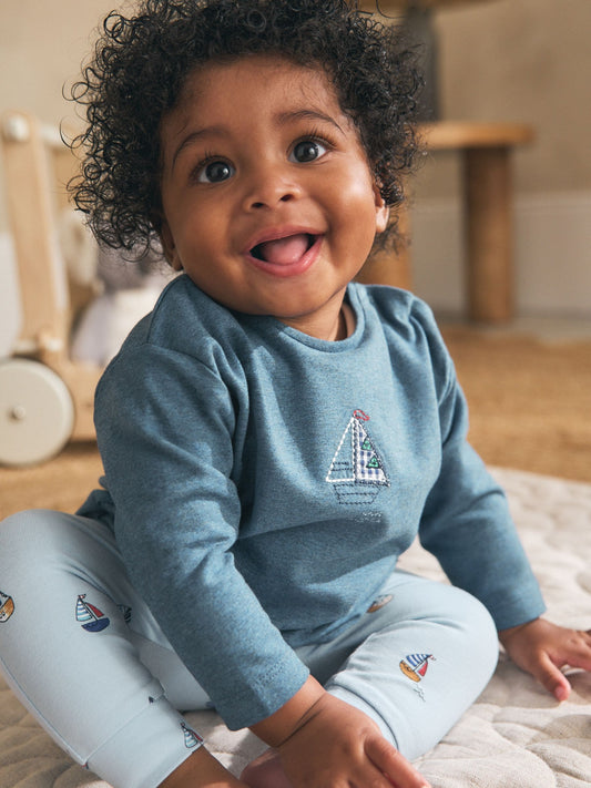 Blue Nautical Baby Top and Leggings Set 2 Piece (0mths-3yrs) image 1