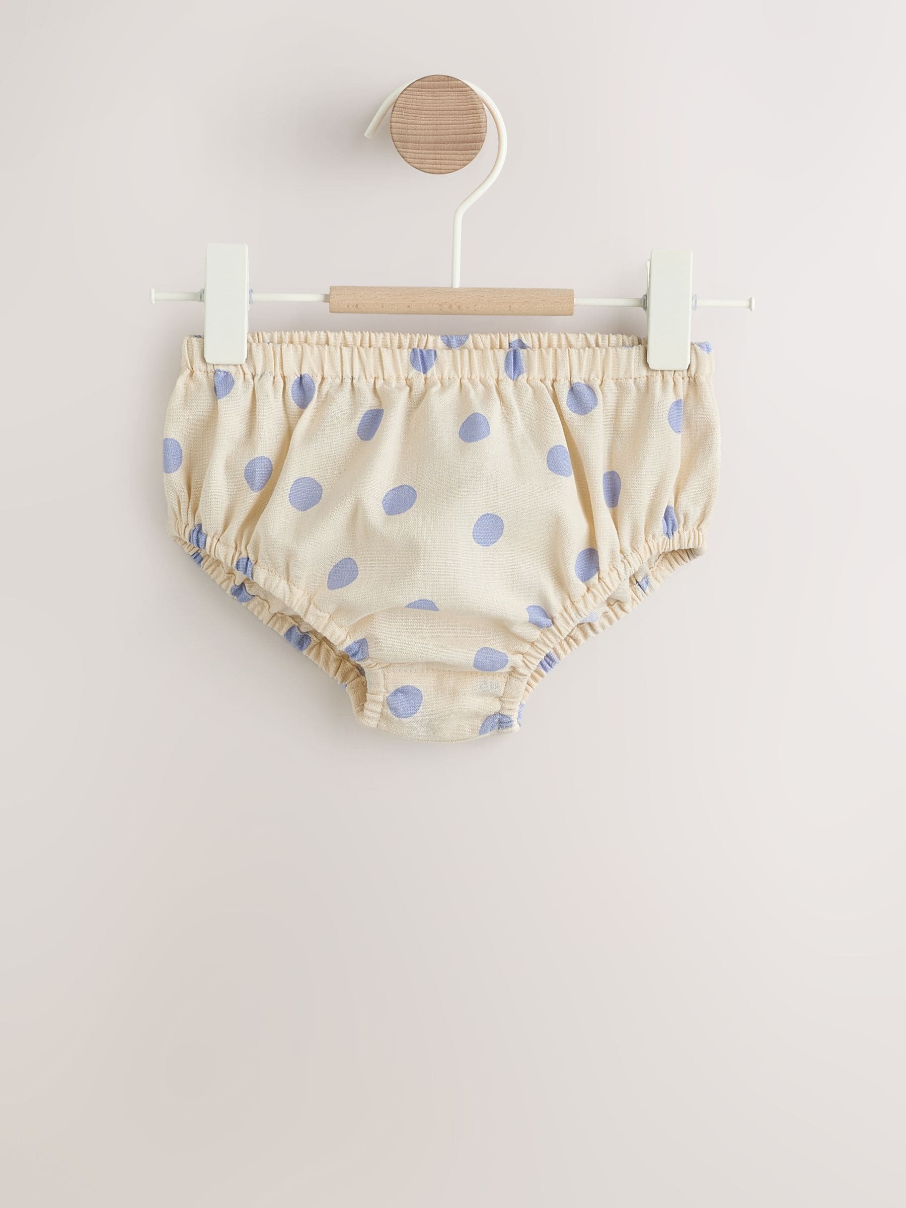 Blue/Ecru Spot Woven Baby Dress And Knickers Set 2 Piece (0mths-3yrs) image 6