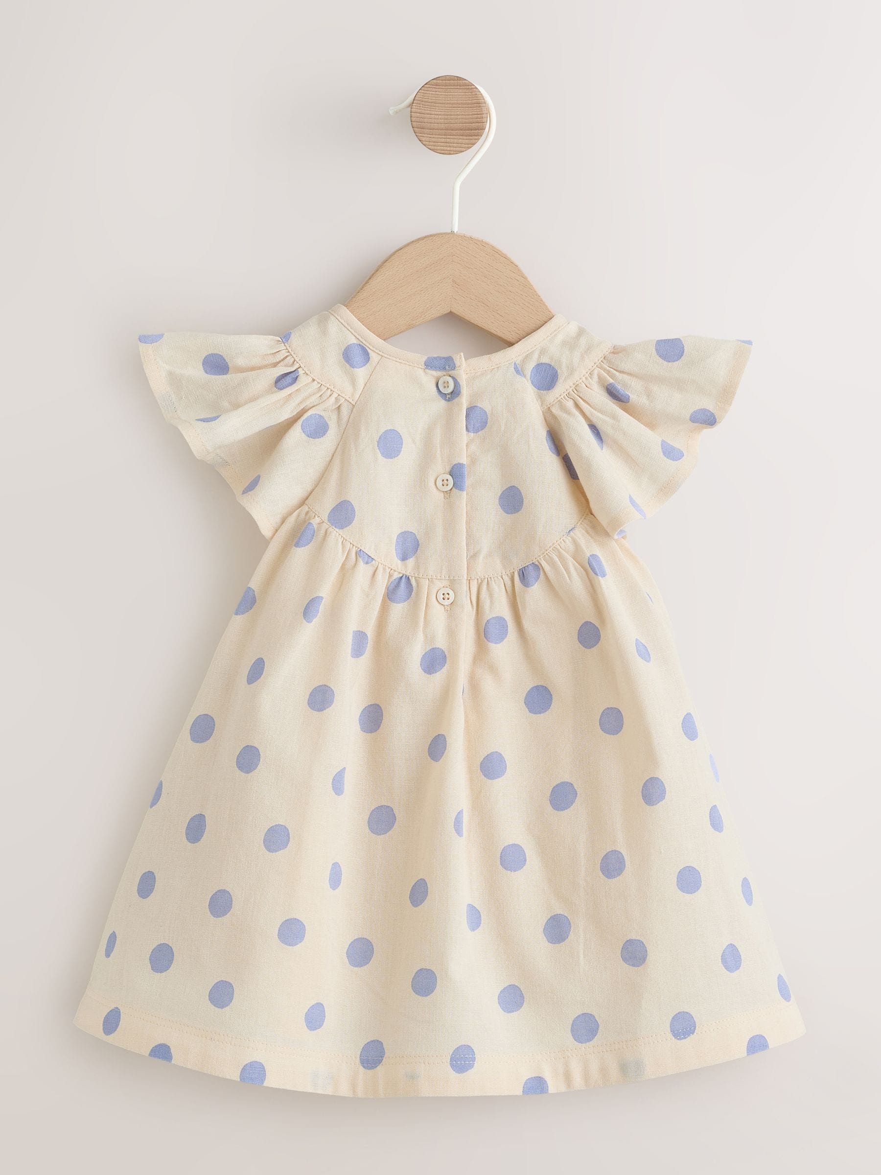 Blue/Ecru Spot Woven Baby Dress And Knickers Set 2 Piece (0mths-3yrs) image 7