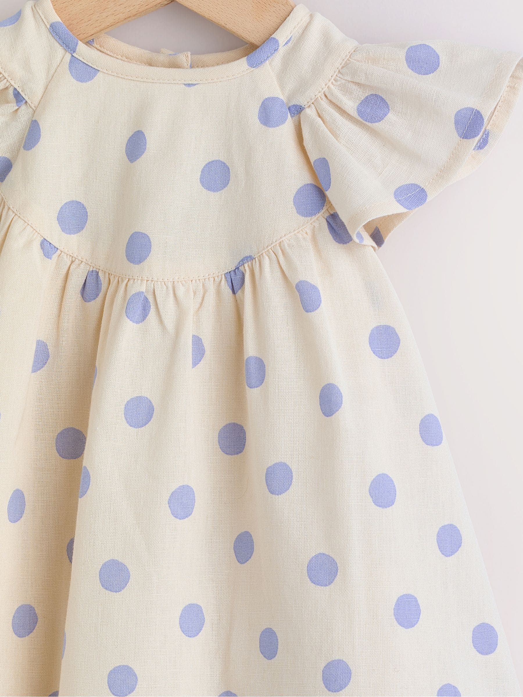 Blue/Ecru Spot Woven Baby Dress And Knickers Set 2 Piece (0mths-3yrs) image 8