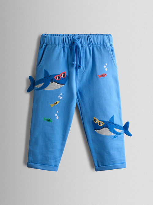 JoJo Maman Bébé Blue Shark Applique Trousers image 1