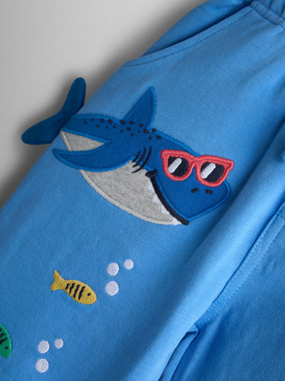 JoJo Maman Bébé Blue Shark Applique Trousers image 3