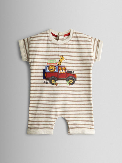 JoJo Maman Bébé Natural Safari Character Appliqué Romper image 1
