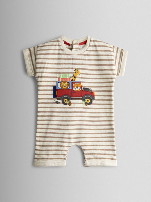 JoJo Maman Bébé Natural Safari Character Appliqué Romper image 1