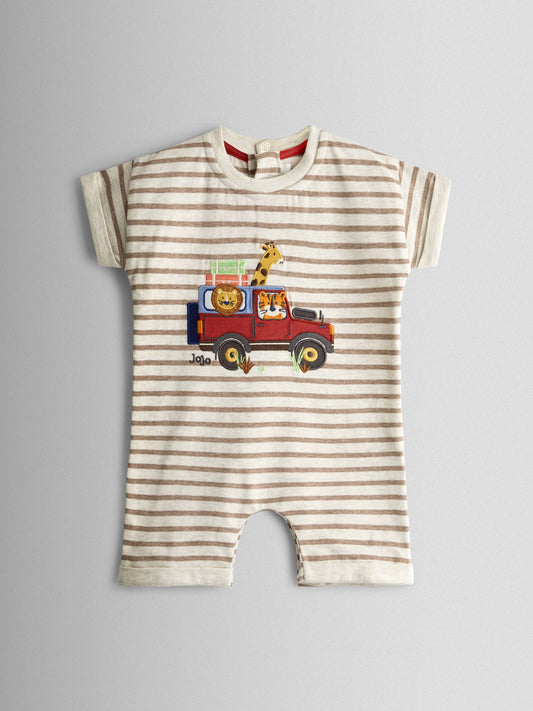 JoJo Maman Bébé Natural Safari Character Appliqué Romper image 1