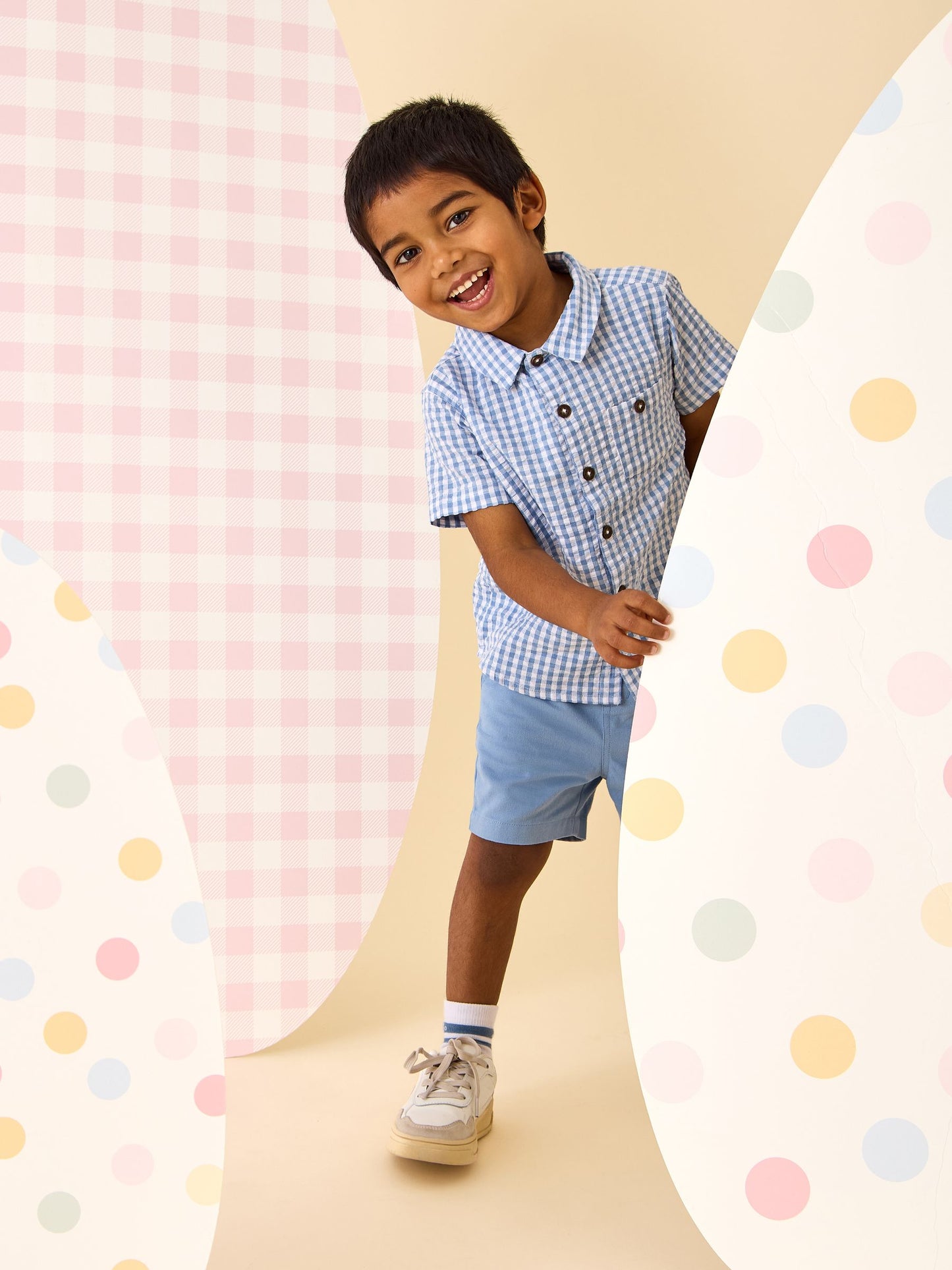 JoJo Maman Bébé Light Blue Gingham Shirt image 1