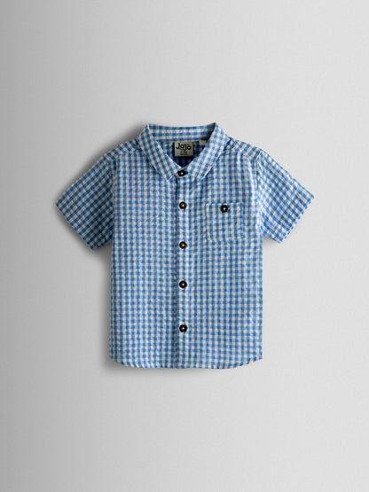 JoJo Maman Bébé Light Blue Gingham Shirt image 2