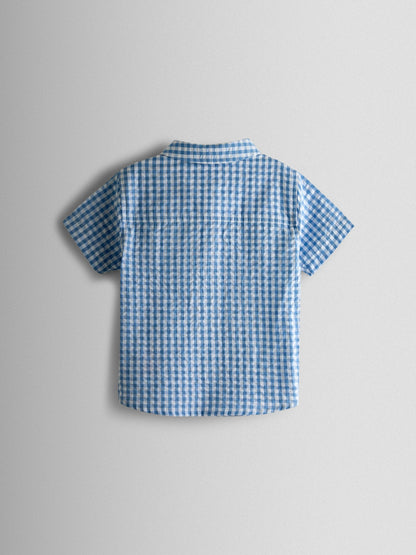 JoJo Maman Bébé Light Blue Gingham Shirt image 3