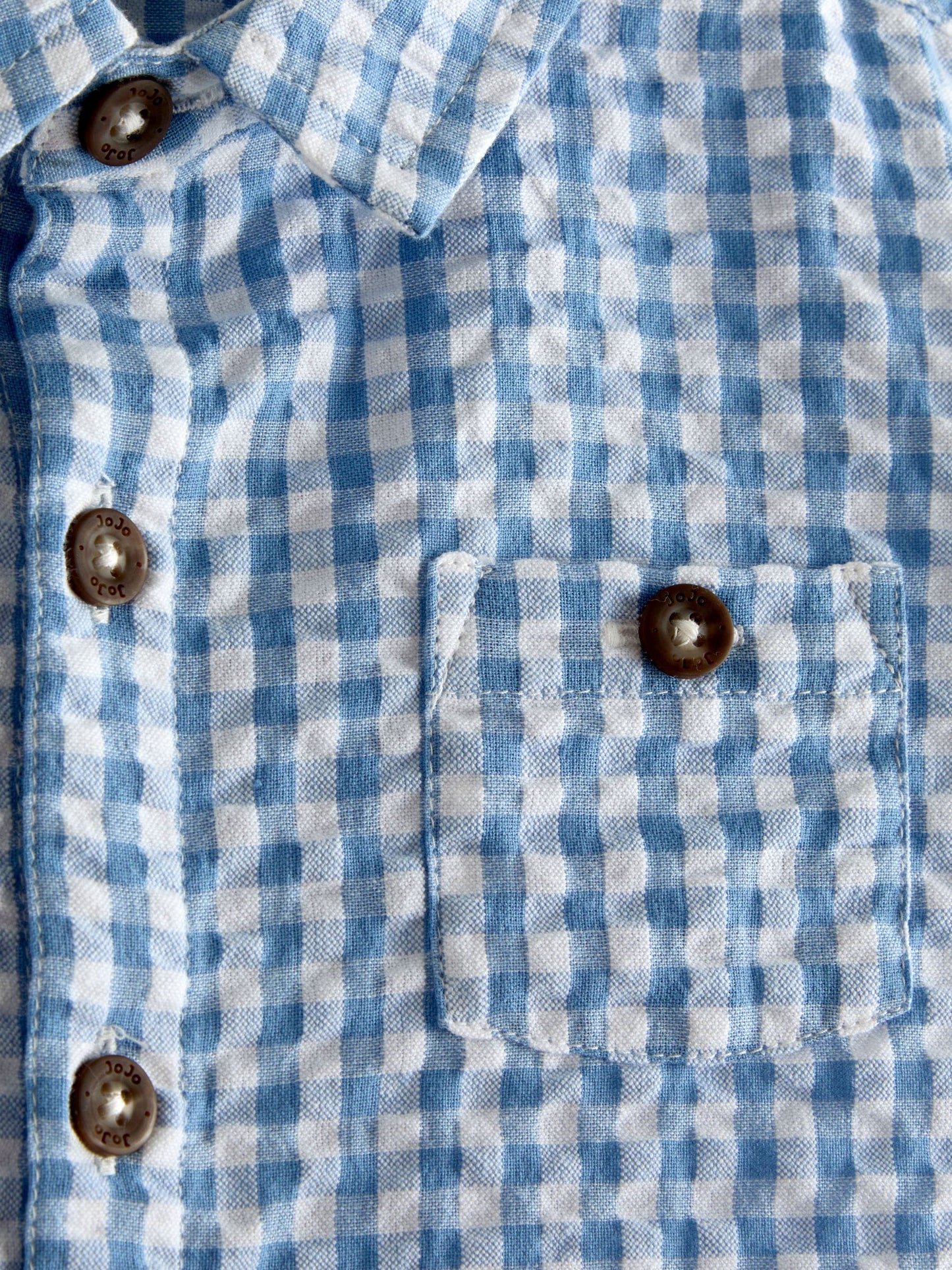 JoJo Maman Bébé Light Blue Gingham Shirt image 4