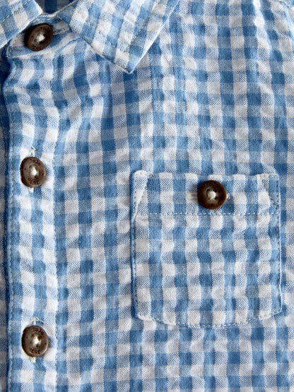 JoJo Maman Bébé Light Blue Gingham Shirt image 4