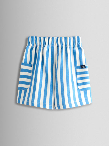 Dsiney Kidz - JoJo Maman Bébé Navy Blue & Blue 2-Pack Stripe & Plain Shorts image 4
