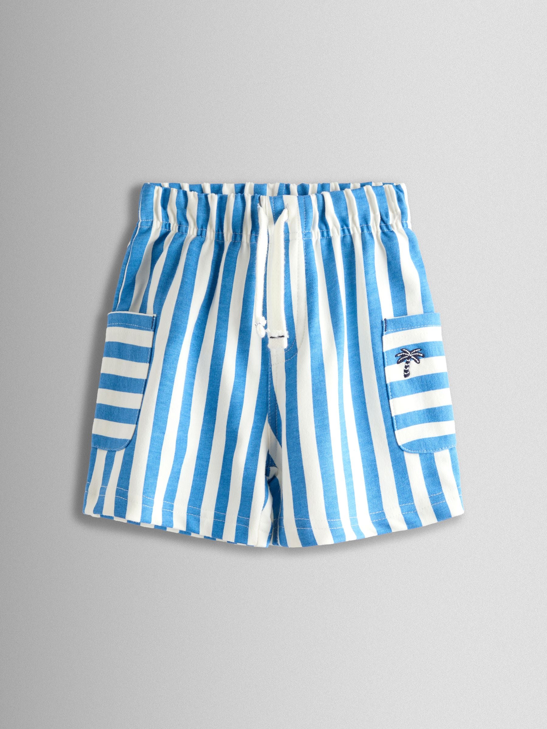 Dsiney Kidz - JoJo Maman Bébé Navy Blue & Blue 2-Pack Stripe & Plain Shorts image 5