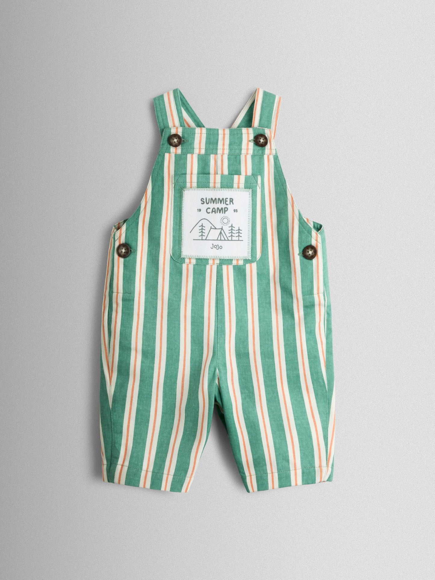 JoJo Maman Bébé Green Stripe Printed Twill Dungaree image 2