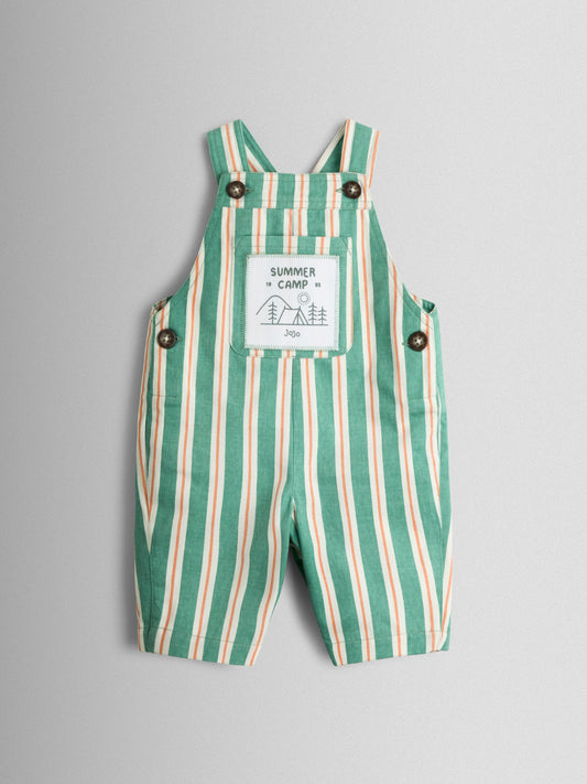 JoJo Maman Bébé Green Stripe Printed Twill Dungaree image 2