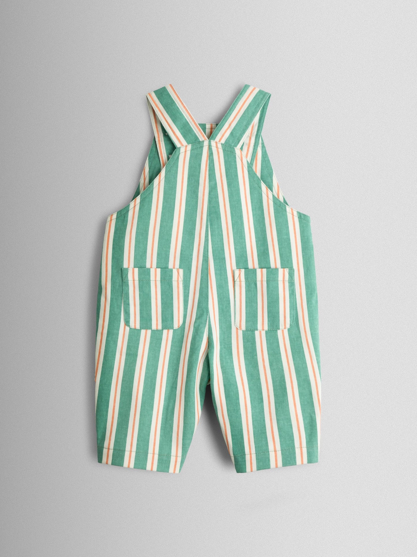 JoJo Maman Bébé Green Stripe Printed Twill Dungaree image 3