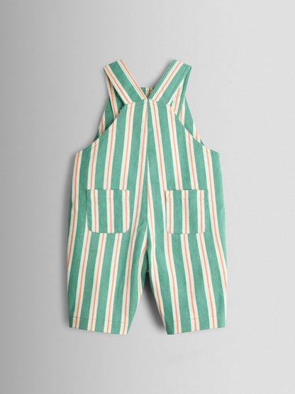 JoJo Maman Bébé Green Stripe Printed Twill Dungaree image 3