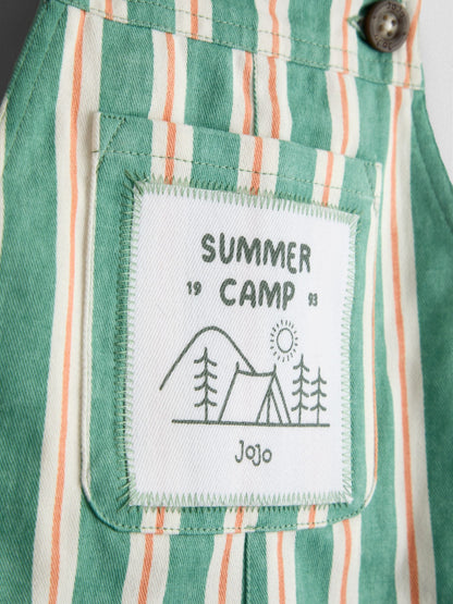 JoJo Maman Bébé Green Stripe Printed Twill Dungaree image 4