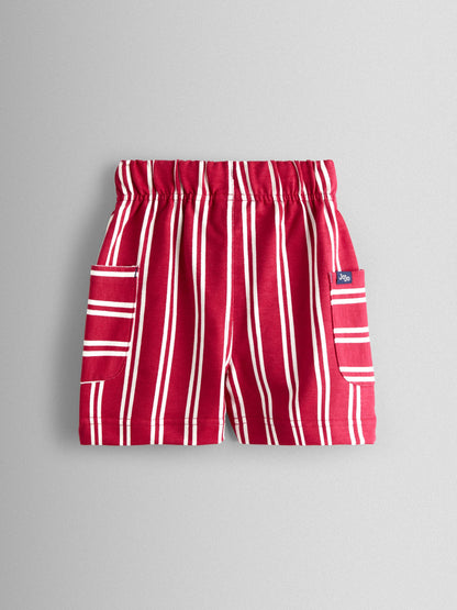 Dsiney Kidz - JoJo Maman Bébé Red 2-Pack Stripe & Plain Shorts image 4