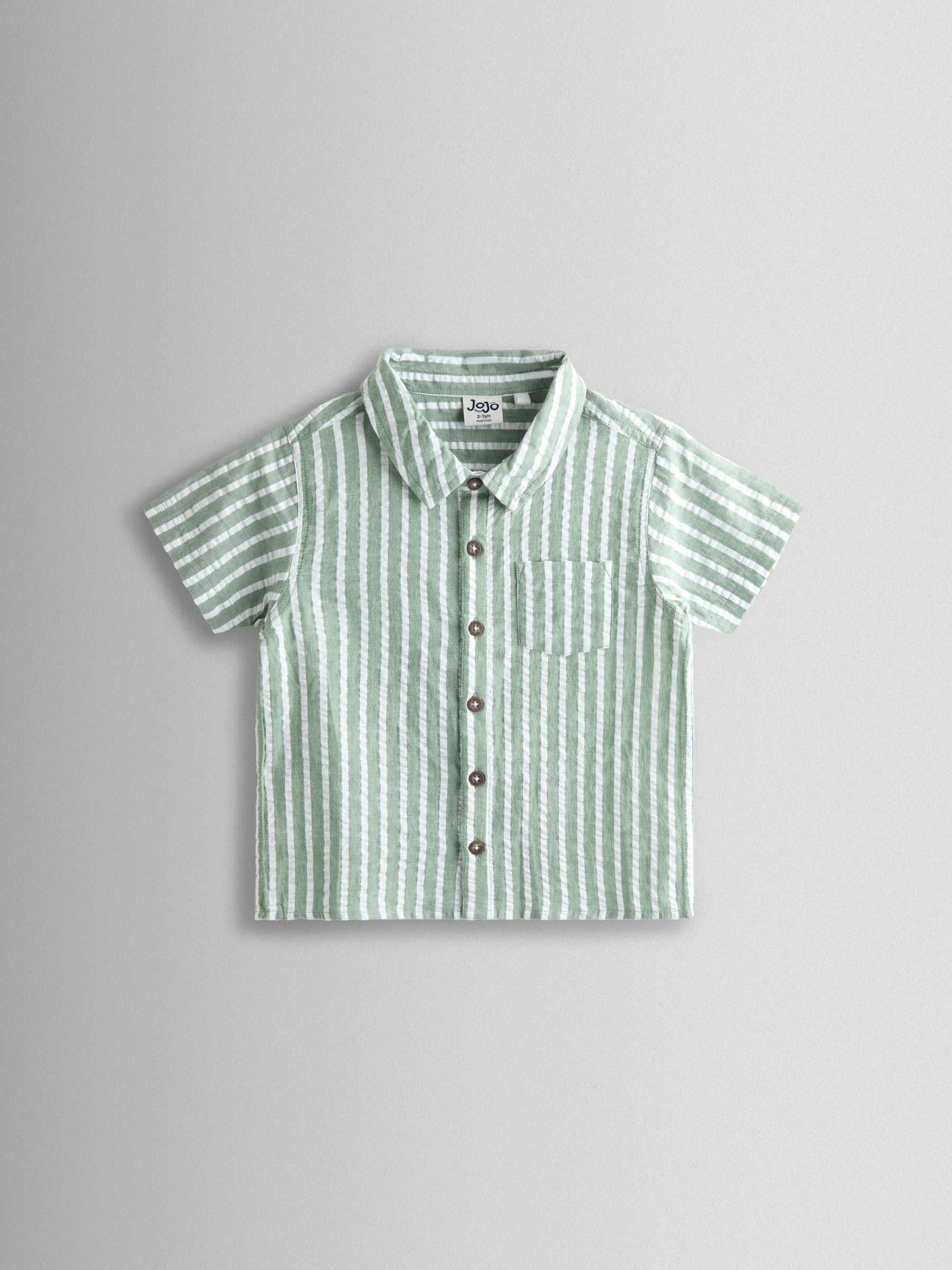 JoJo Maman Bébé Green Striped Shirt image 2
