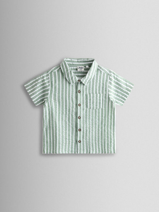 JoJo Maman Bébé Green Striped Shirt image 2