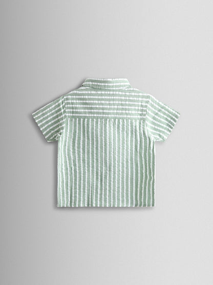 JoJo Maman Bébé Green Striped Shirt image 3