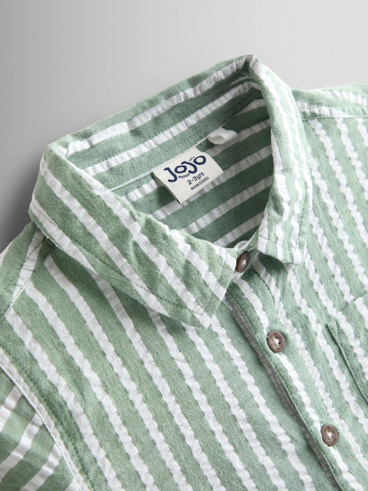 JoJo Maman Bébé Green Striped Shirt image 4