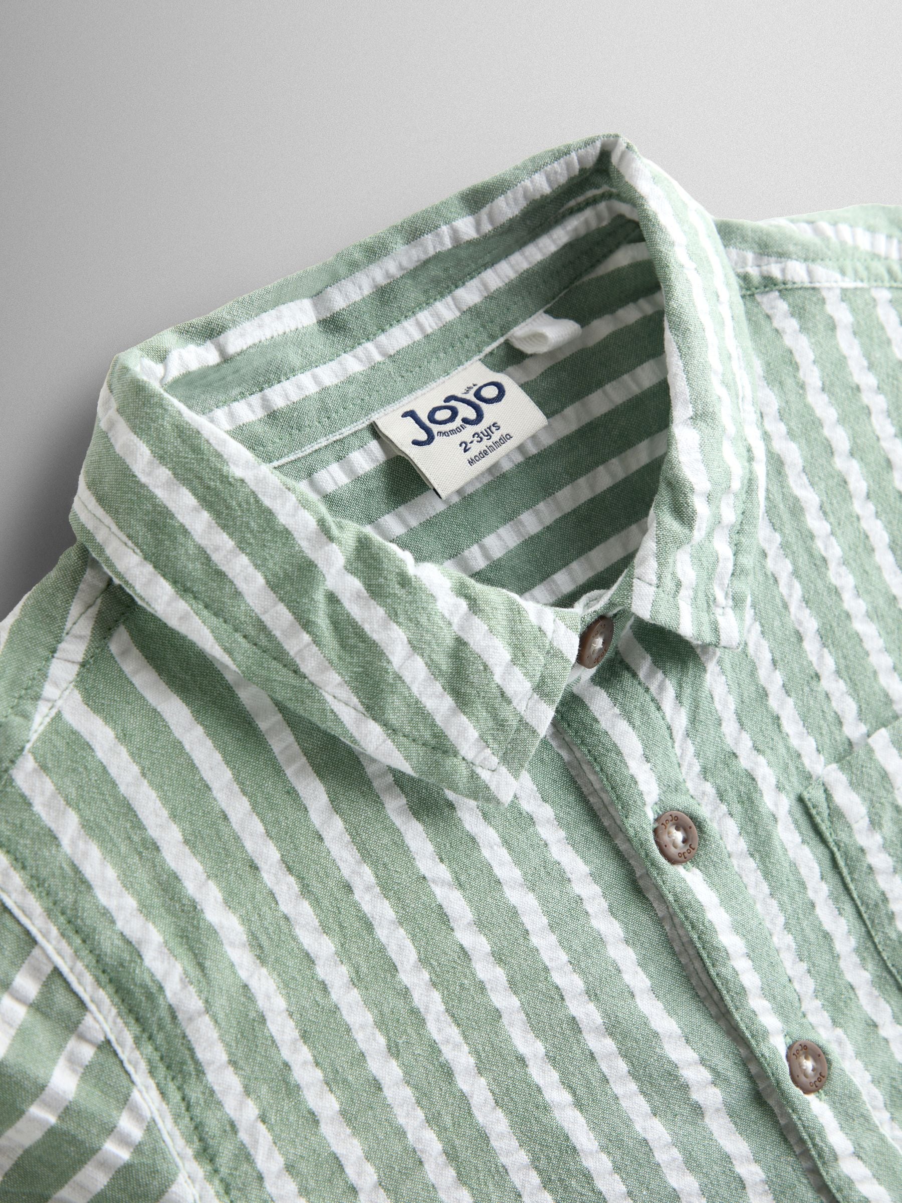 JoJo Maman Bébé Green Striped Shirt image 4