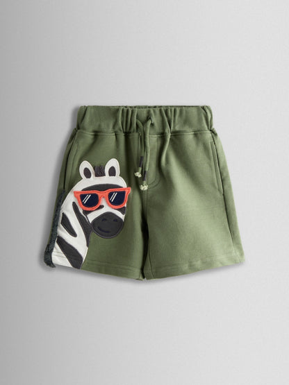 Dsiney Kidz - JoJo Maman Bébé Khaki Zebra 2-Pack Appliqué & Plain Shorts image 2