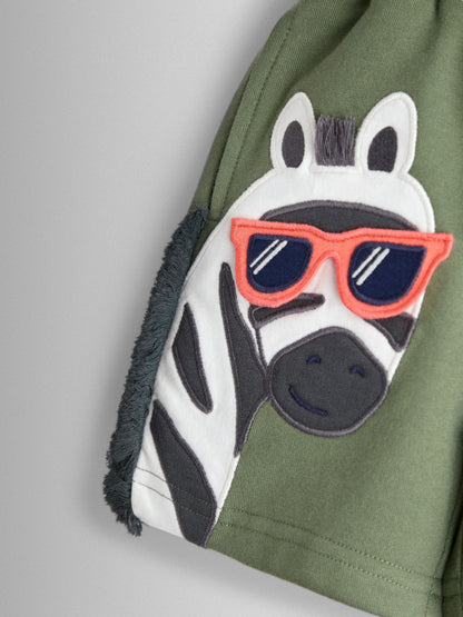 Dsiney Kidz - JoJo Maman Bébé Khaki Zebra 2-Pack Appliqué & Plain Shorts image 6
