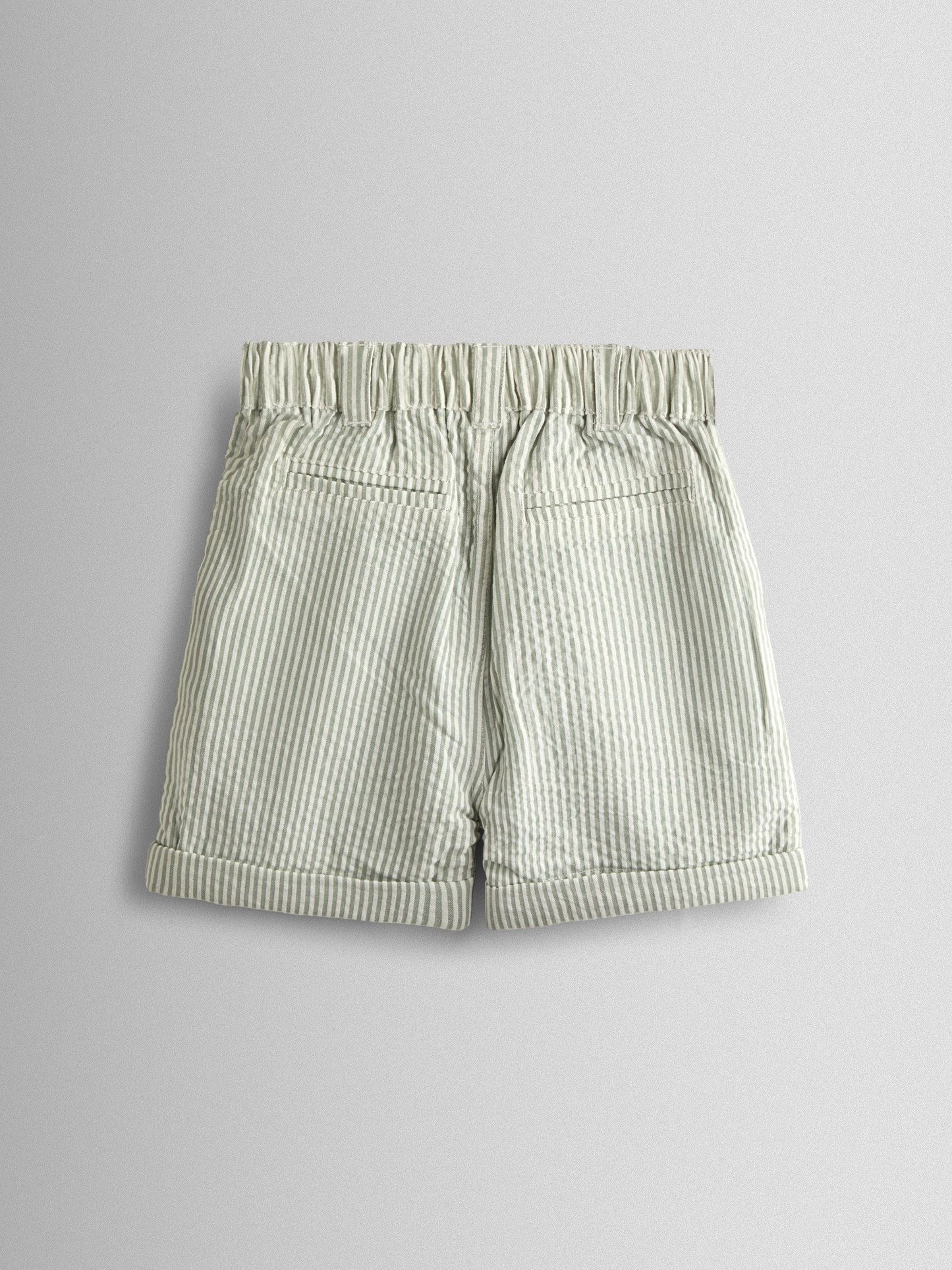 JoJo Maman Bébé Khaki Green Seersucker Stripe Shorts image 2