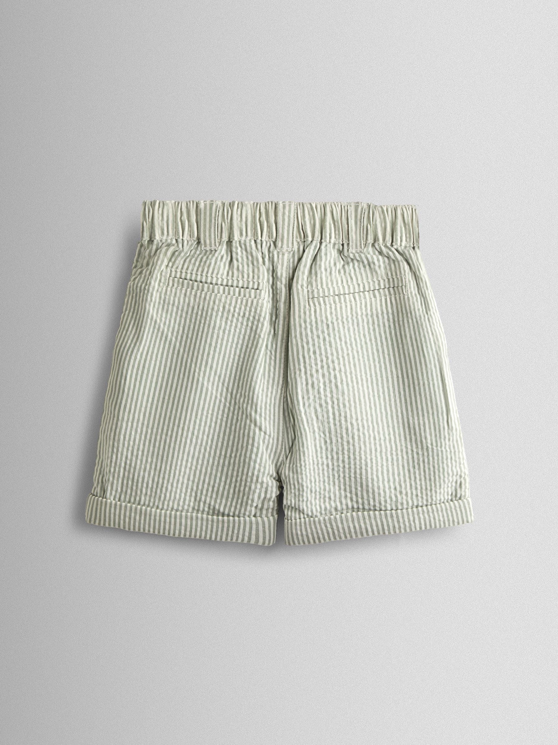 JoJo Maman Bébé Khaki Green Seersucker Stripe Shorts image 2