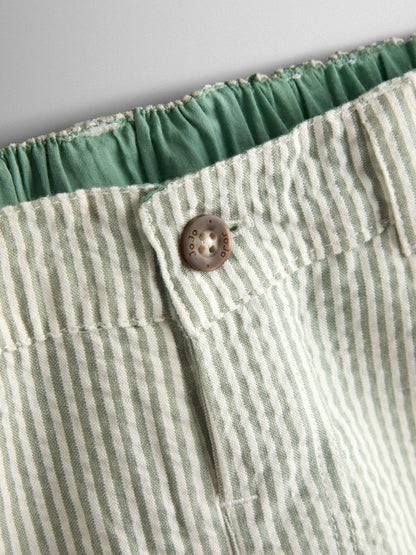JoJo Maman Bébé Khaki Green Seersucker Stripe Shorts image 3