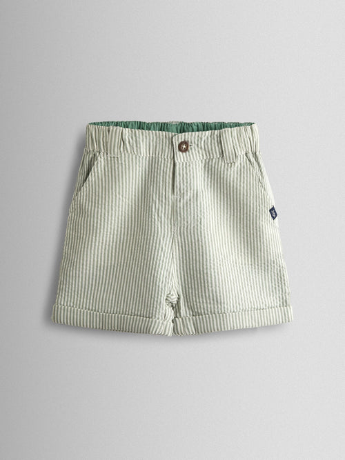 JoJo Maman Bébé Khaki Green Seersucker Stripe Shorts image 1