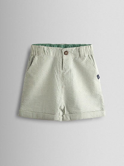 JoJo Maman Bébé Khaki Green Seersucker Stripe Shorts image 1