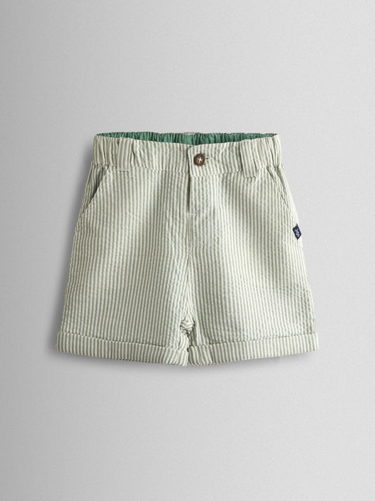 JoJo Maman Bébé Khaki Green Seersucker Stripe Shorts image 1
