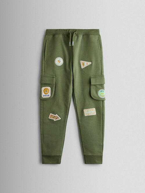 JoJo Maman Bébé Khaki Green Safari Appliqué Badge Cargo Joggers image 1